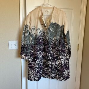 NWT Psophia Antibes floral scientific landscape etching long twill jacket size M